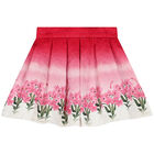 Girls White & Pink Floral Skirt Set, 2, hi-res